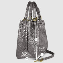 Load image into Gallery viewer, Italian Genuine Basketweave-Embossed Metallic Suede Top-Handle Bag | Imperia
