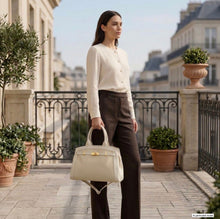 Cargar imagen en el visor de la galería, Italian Genuine Suede &amp; Full-Grain Leather Top-Handle Bag | Forlì
