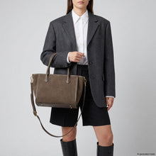 Cargar imagen en el visor de la galería, Italian Genuine Suede &amp; Full-Grain Leather Top-Handle Bag | Alba
