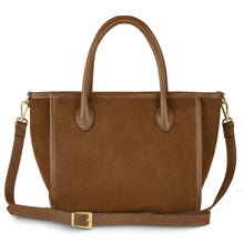 Cargar imagen en el visor de la galería, Italian Genuine Suede &amp; Full-Grain Leather Top-Handle Bag | Alba
