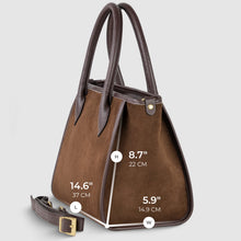 Cargar imagen en el visor de la galería, Italian Genuine Suede &amp; Full-Grain Leather Top-Handle Bag | Alba
