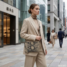 Charger l'image dans la galerie, Italian Genuine Python-Print Suede Crossbody Bag | Lecce
