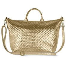 Cargar imagen en el visor de la galería, Italian Genuine Woven-Embossed Metallic Suede Top-Handle Bag | Urbino

