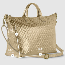Cargar imagen en el visor de la galería, Italian Genuine Woven-Embossed Metallic Suede Top-Handle Bag | Urbino
