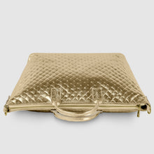 Cargar imagen en el visor de la galería, Italian Genuine Woven-Embossed Metallic Suede Top-Handle Bag | Urbino
