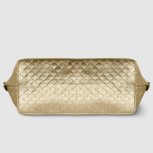 Cargar imagen en el visor de la galería, Italian Genuine Woven-Embossed Metallic Suede Top-Handle Bag | Urbino
