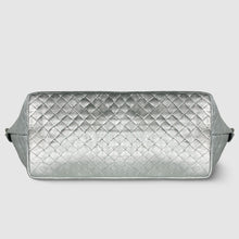 Cargar imagen en el visor de la galería, Italian Genuine Woven-Embossed Metallic Suede Top-Handle Bag | Urbino
