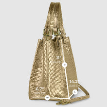 Load image into Gallery viewer, Italian Genuine Woven-Embossed Metallic Suede Top-Handle Bag | Savona
