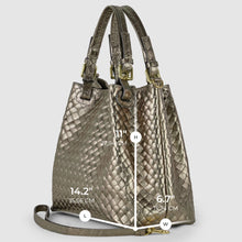 Load image into Gallery viewer, Italian Genuine Woven-Embossed Metallic Suede Top-Handle Bag | Savona
