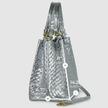 Load image into Gallery viewer, Italian Genuine Woven-Embossed Metallic Suede Top-Handle Bag | Savona
