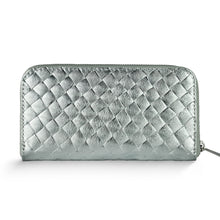 Load image into Gallery viewer, Italian Genuine Woven-Embossed Metallic Suede Wallet | Trento
