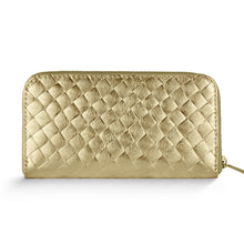 Load image into Gallery viewer, Italian Genuine Woven-Embossed Metallic Suede Wallet | Trento
