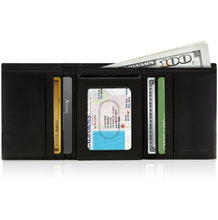 Charger l'image dans la galerie, Genuine Leather Trifold Wallet – Flip-Up Dual ID Windows, RFID Blocking
