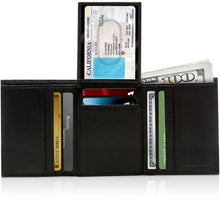 Charger l'image dans la galerie, Genuine Leather Trifold Wallet – Flip-Up Dual ID Windows, RFID Blocking
