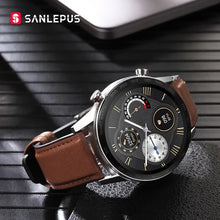 Load image into Gallery viewer, Business Smart Watch with leather strap on table, compatible with iOS and Android, features 1.3&quot; display and premium design.
