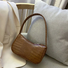 Load image into Gallery viewer, Crocodile pattern PU leather women&#39;s shoulder bag with smooth zipper, ideal for travel, parties, and daily use.
