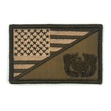 Load image into Gallery viewer, Warrant Officer - USA Flag - 2.25x3.5 Patch with hook fastener, camouflage pattern, suitable for hats, bags, jackets. Made in USA.

