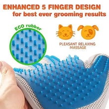 Load image into Gallery viewer, Amazing Grooming Gloves with enhanced 5 finger design, eco rubber, for relaxing pet massage and improved grooming results.
