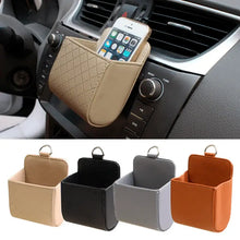 Cargar imagen en el visor de la galería, Stylish leather car organizer with four color options for holding cell phones and utensils, enhancing car organization and efficiency.
