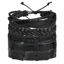 Load image into Gallery viewer, Multilayer black leather bracelet for stylish accessorizing, showcasing durability and rugged elegance.
