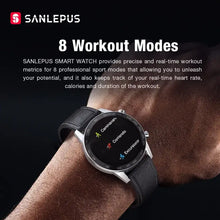 Load image into Gallery viewer, Business smartwatch showcasing 8 workout modes, highlighting features for fitness tracking and heart rate monitoring.
