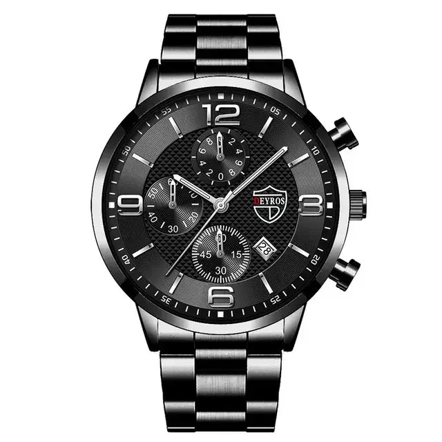 Luxury Men's Business Watch with sleek black design and chronograph features for professional elegance.