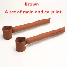 Load image into Gallery viewer, Brown vegan leather car seat gap filler set for main and co-pilot, stylish PU leather accessory to organize car interior space.
