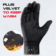 Load image into Gallery viewer, Winter cycling glove with velvet lining for warmth, featuring an insulated design and stylish pattern for outdoor sports activities.
