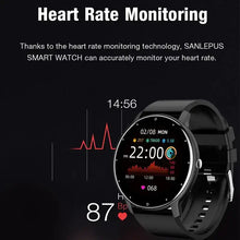 Load image into Gallery viewer, Smart Watch with heart rate monitoring display and time shown, highlighting fitness features on black digital screen.
