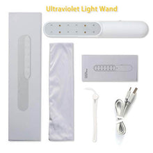Load image into Gallery viewer, eZthings Professional UV Sterilizer travel-size wand with accessories displayed, including manual and charging cable.
