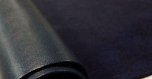 Charger l&#39;image dans la galerie, Close-up of chrome tanned leather hide in dark blue color for crafting, measuring 8 x 11 inches, ideal for garments and accessories.
