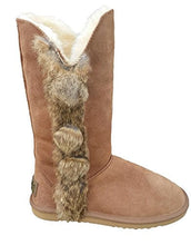 Load image into Gallery viewer, REED women&#39;s suede leather boots with real fur trim, 13-inch shaft, featuring plush design and cozy fur details.
