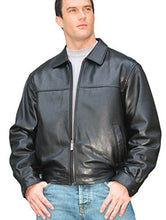 Load image into Gallery viewer, REED Men&#39;s New Zealand Lambskin Leather Jacket - Imported, sleek black blouson design, comfortable and stylish, perfect for any occasion.
