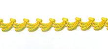 Load image into Gallery viewer, Embroidered yellow lace trim for sewing and craft projects by eZthings, ideal for wedding and floral design decoration.
