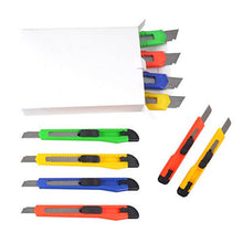 Cargar imagen en el visor de la galería, eZthings heavy duty utility knife set with colorful snap off blades for cutting wallpaper, vinyl, leather, and more.
