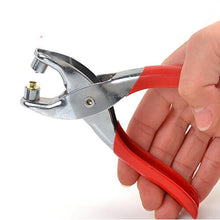Load image into Gallery viewer, eZthings professional leather-craft stamping tool, ideal for punching tasks in leather crafting, with ergonomic red handle.

