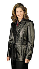 Load image into Gallery viewer, REED Women&#39;s Black Lambskin Leather Jacket with Belt, high quality supple New Zealand leather, stylish design
