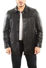 Load image into Gallery viewer, REED EST. 1950 Men&#39;s Black Lambskin Leather Jacket, Four Button Car Coat, Classic Winter Style
