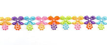Load image into Gallery viewer, Colorful floral lace trim with bows, ideal for sewing and DIY craft projects by eZthings. Decorative ribbon for fashion and home décor.
