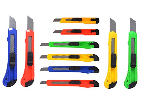 eZthings Heavy Duty Box Cutters Set with Snap Off Blades in Multiple Colors for Cutting Various Materials