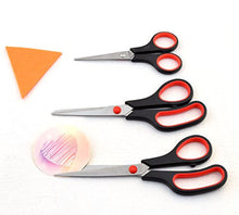 Load image into Gallery viewer, eZthings scissors set for crafts and office projects, featuring four multipurpose shears with red handles on a white background.
