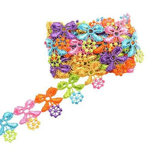 Load image into Gallery viewer, Colorful embroidered floral lace trim ribbon for DIY sewing and craft projects by eZthings.
