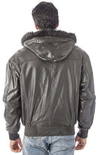 Load image into Gallery viewer, Men&#39;s Hooded Leather Bomber Jacket - Bomber Jacket | Reed Sports Wear
