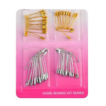 Charger l&#39;image dans la galerie, eZthings sewing accessories kit with gold and silver safety pins, ideal for arts and crafts replenishment and home sewing projects.
