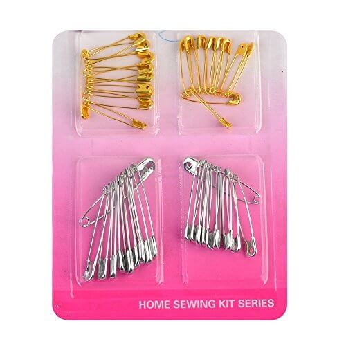 eZthings sewing accessories kit with gold and silver safety pins, ideal for arts and crafts replenishment and home sewing projects.