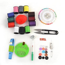 Load image into Gallery viewer, eZthings Professional Sewing Supplies Variety Set with colorful threads, scissors, pins, needles, and buttons for arts and crafts.
