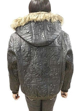 Load image into Gallery viewer, Back view of REED Women&#39;s Detroit High Roller Jacket with fur-lined hood and detailed stitching, showcasing unique design.
