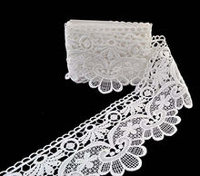Charger l&#39;image dans la galerie, eZthings Venise edging lace trim on black background, ideal for bridal and craft designs, made from eyelet fabric.
