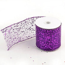 Load image into Gallery viewer, Purple sparkly sheer fabric ribbon roll for crafts, gift wrapping, floral arrangements, and party decorations
