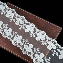 Load image into Gallery viewer, eZthings cotton lace embroidery trim for bridal wedding decor and crafts, featuring floral designs, 6.3 inches wide, 3 yards long
